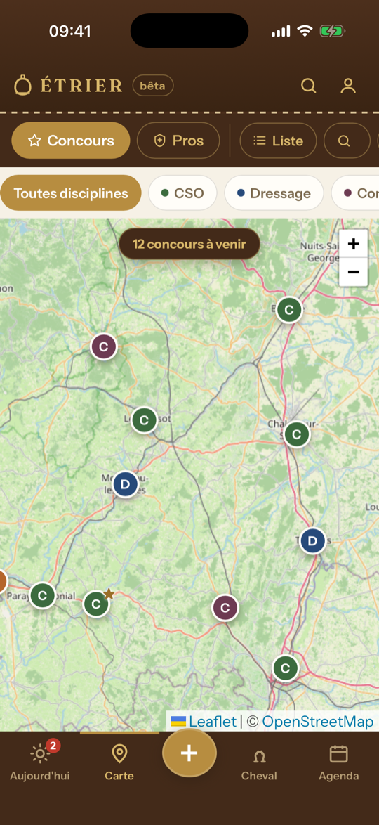 La carte à couches dans l'application ÉTRIER